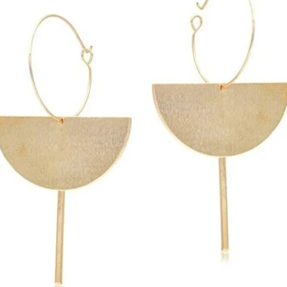 Anthropologie Fan Dangle Earrings Gold - Picture 1 of 2